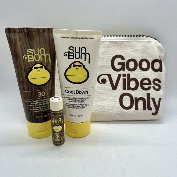 NWOT Sun Bum Day Tripper Travel Set w/Aloe Lotion, Sunscreen, Lip Balm SPF 30 - Picture 1 of 6